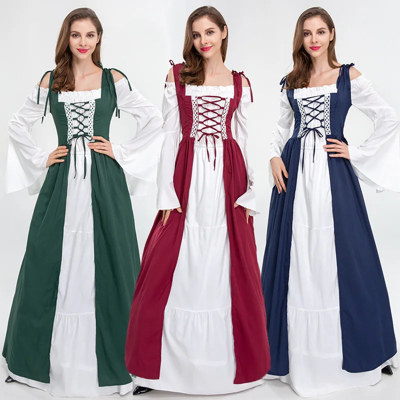 

Хэллоуин Godd Court Костюм принцессы королевы Европейский Sle Ретро сценическая одежда для выступлений Женская традиционная этническая одежда...