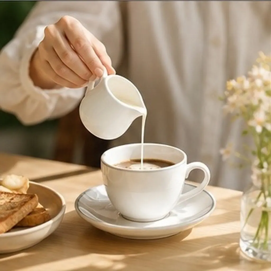 4pcs Ceramic Milk Pitcher with Drip-Free Spout & Comfort Handle – Small Creamer Jug for Coffee, Syrup, Sauce, Honey