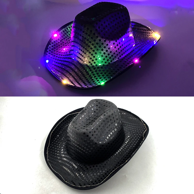 LED Light Up Flashing Sequin Hat for Kids and Adults,Jazz Dance ,Hip Hop,Wedding Party,Christmas Decoration,Stage Show,Props