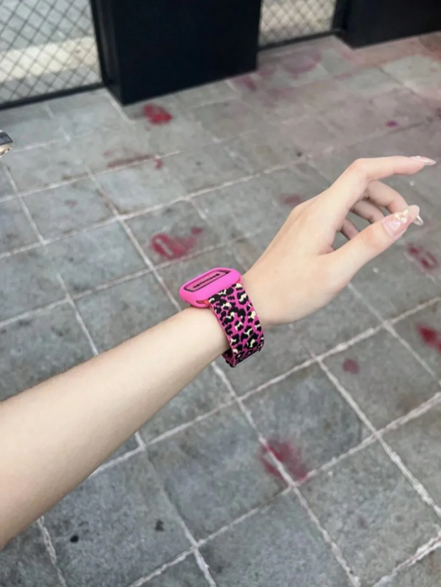 1pc Unisex Printed Pattern Nylon Strap With Adjustable Buckle Compatible With Apple Watch Band