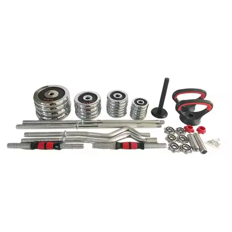 

Многофункциональный регулируемый набор гантелей и штанг для спортзала, 55 кг, хромированный