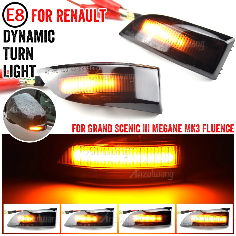 LED Side Mirror Sequential Indicator Blinker For Renault Megane MK3 Scenic Fluence Latitude Dynamic Turn Signal Light