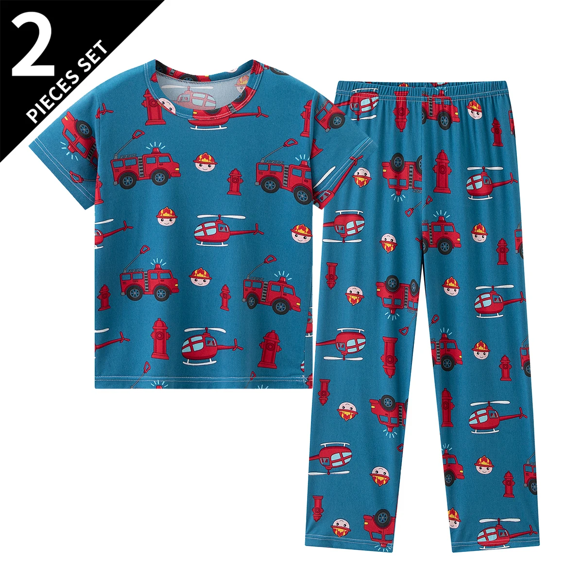 2/6-teiliges Sommer-Mode-Set für Kinder mit Aufdruck in Übergröße für Jungen, bequemes, kurzärmliges Oberteil mit Rundhalsausschnitt und weiche Hose – Detail 4