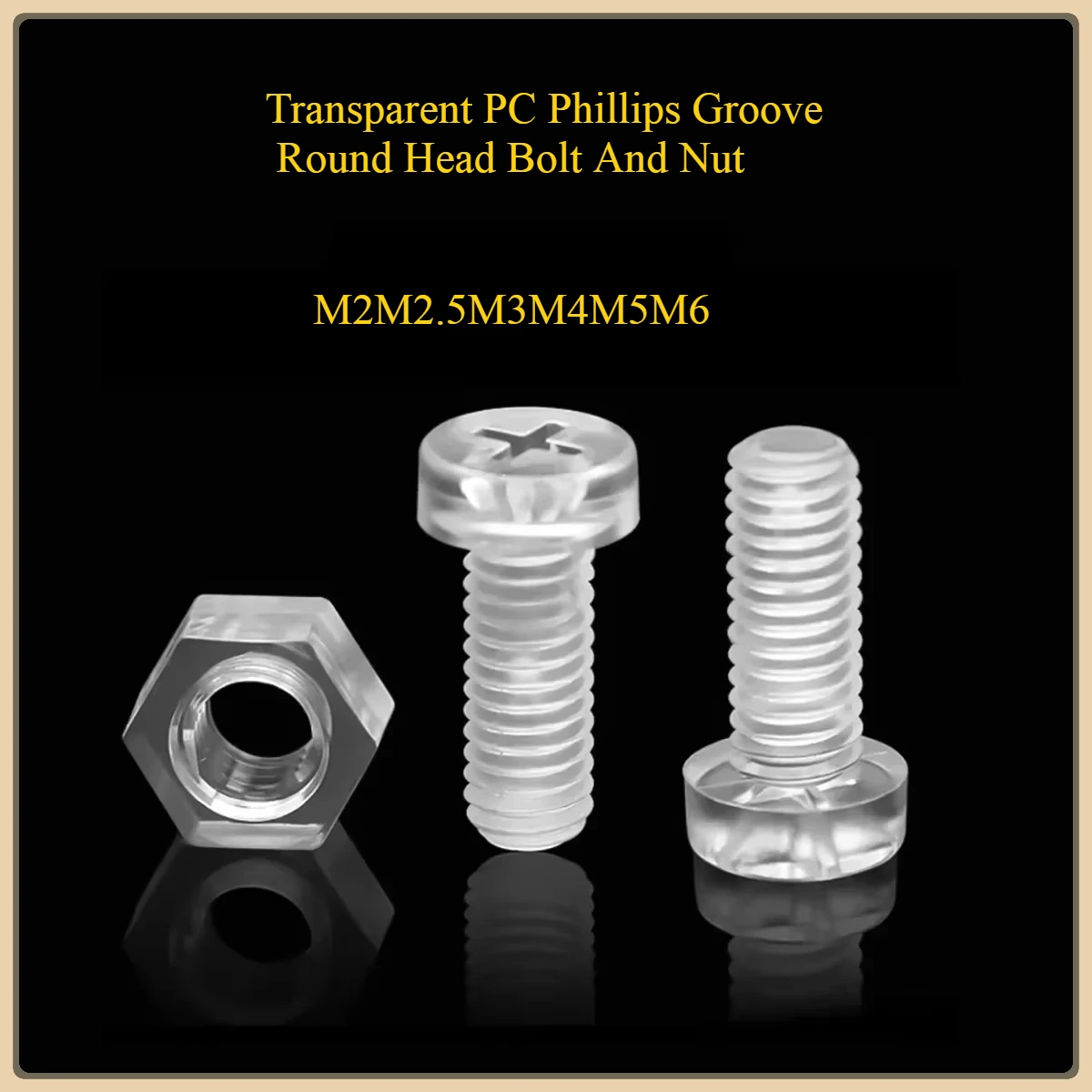 

M2M2.5M3M4M5M6 Transparent PC Phillips Groove Round Head Bolt And Nut Plastic Acrylic Insulated Screw And Nut