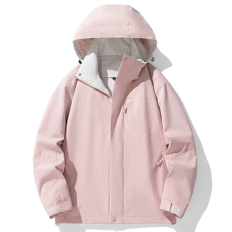 Men's Lightweight Hooded Windbreaker Jacket Full Zip Snap Buttons Multi Pockets Waterproof Hiking Jackets Outdoor Sports Coats