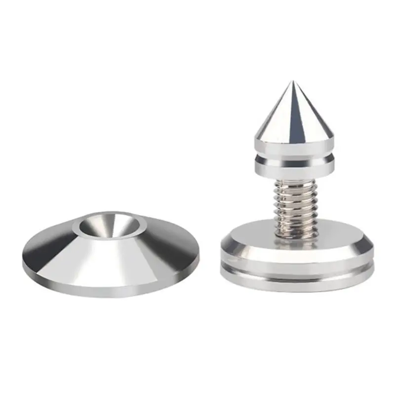 

652F 1Set Silver Metal Speaker Spikes Insulation Feet Enhances Sound in HiFi Systems
