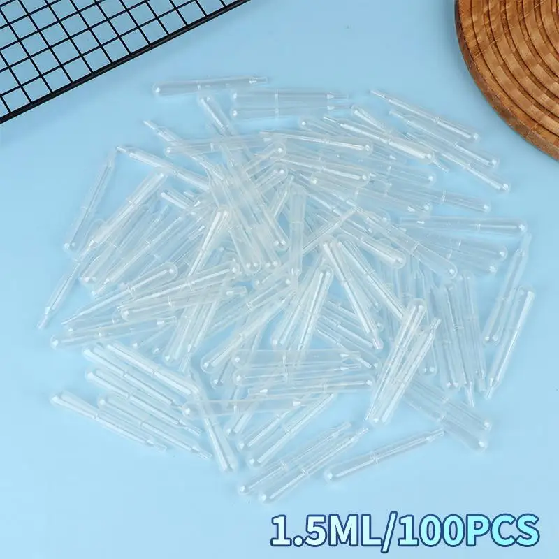 

100Pcs Airbrush Disposable Droppers Laboratory Pipette 1.5ml Plastic Pipette Eye Droppers For Transfer And Airbrush Paint