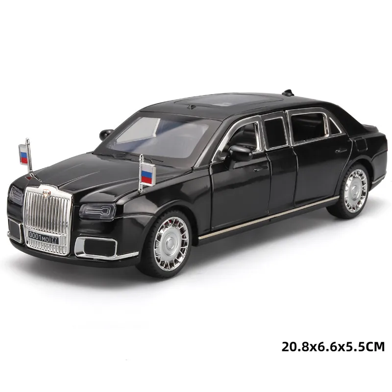 

1:24сплавная русская модель автомобиля Aurus Senat, игрушки с имитацией звука и света, декоративные подарки, оптовая продажа