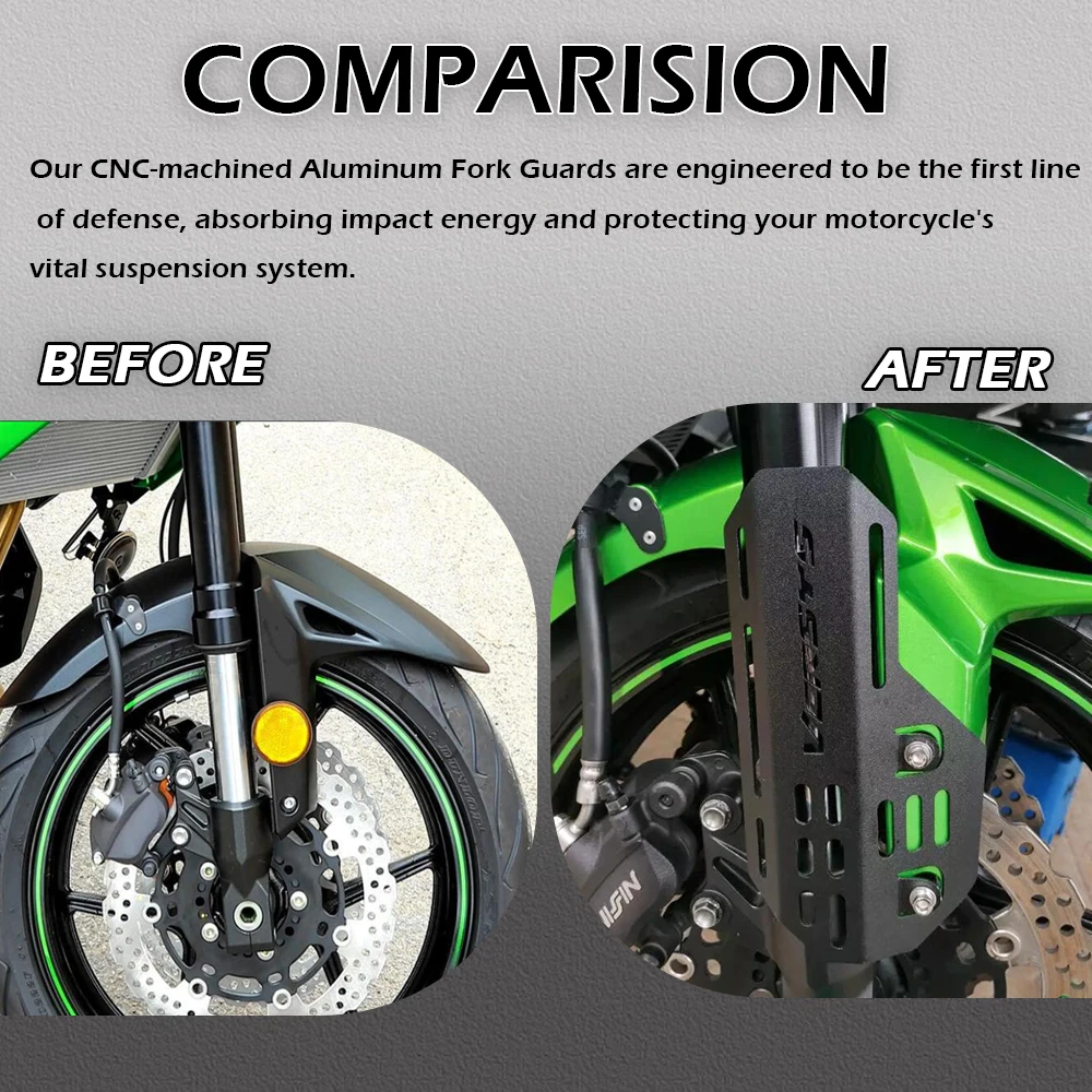 

Motorcycle Replace Parts Front Fork Shock Absorber Guard CNC Aluminum Protector Cover For KAWASAKI Versys650 Versys 2015-2023