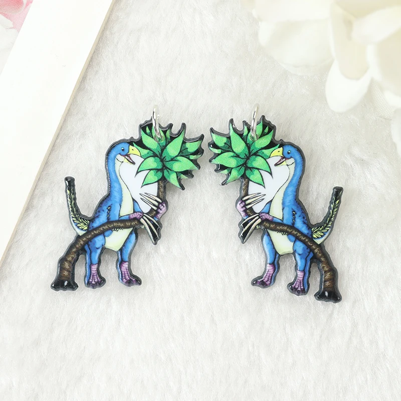 10 piezas de abalorios de dinosaurio de dibujos animados, Tiranosaurio Rex, accesorios de joyería, pendiente, colgante, collar, accesorios para hacer tú mismo