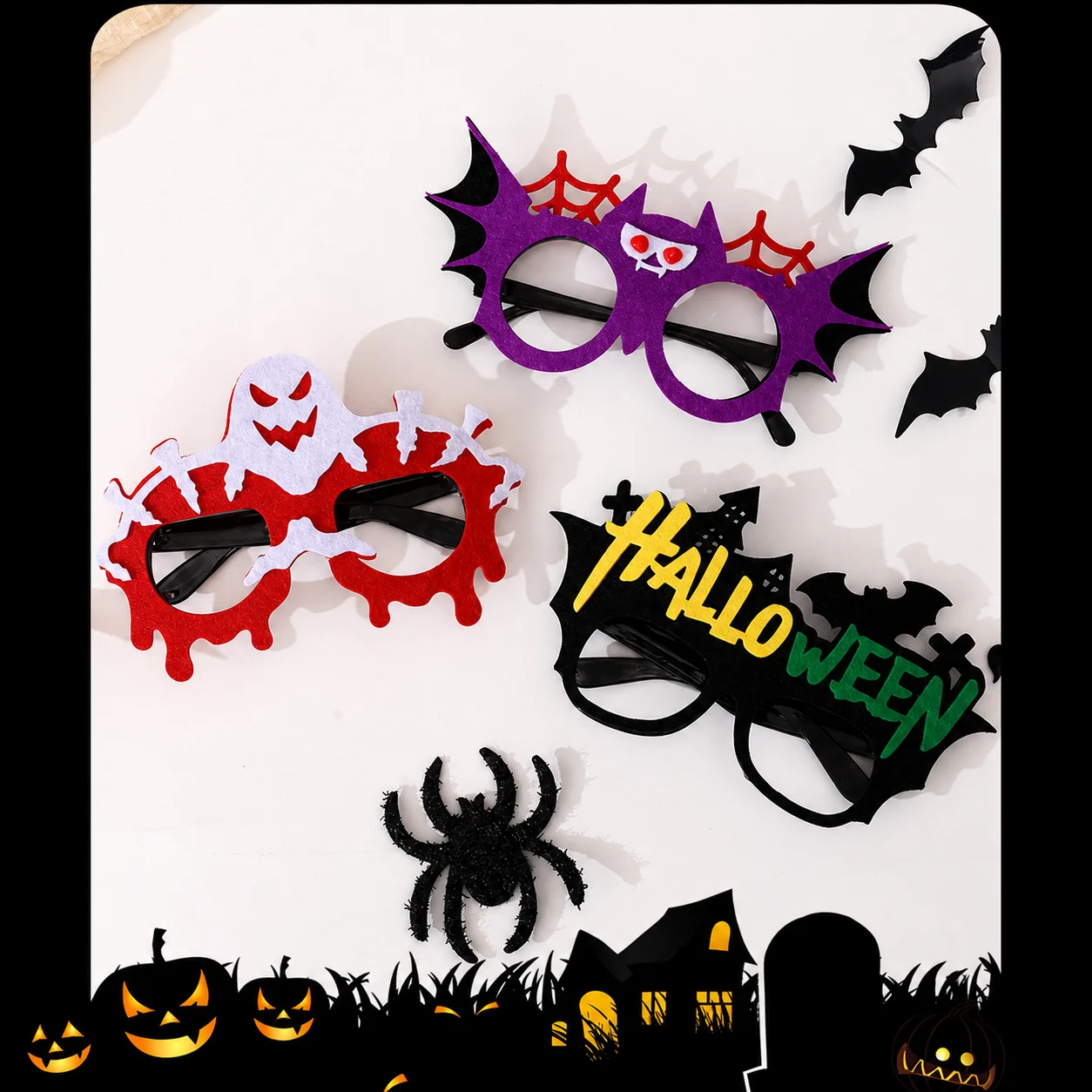 Non-Woven Glasses Comfortable Halloween Eyewear Photo Prop Glasses Plastic Party Costume Glasses For Halloween Theme Parties