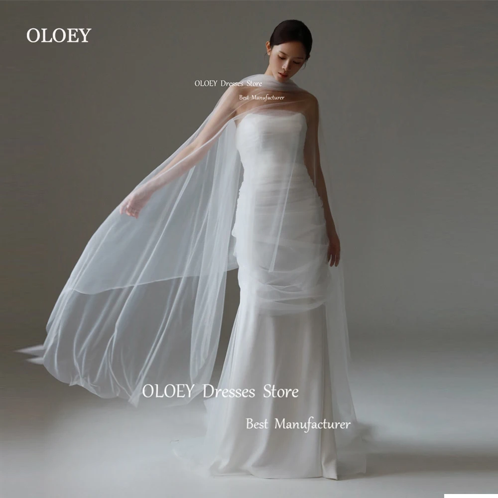 OLOEY-Simples Strapless Sereia Vestidos de Noiva com Bolero, Soft Tulle, Korea Photo Shoot, Vestidos de Noiva Elegante, Custom Made, 2025