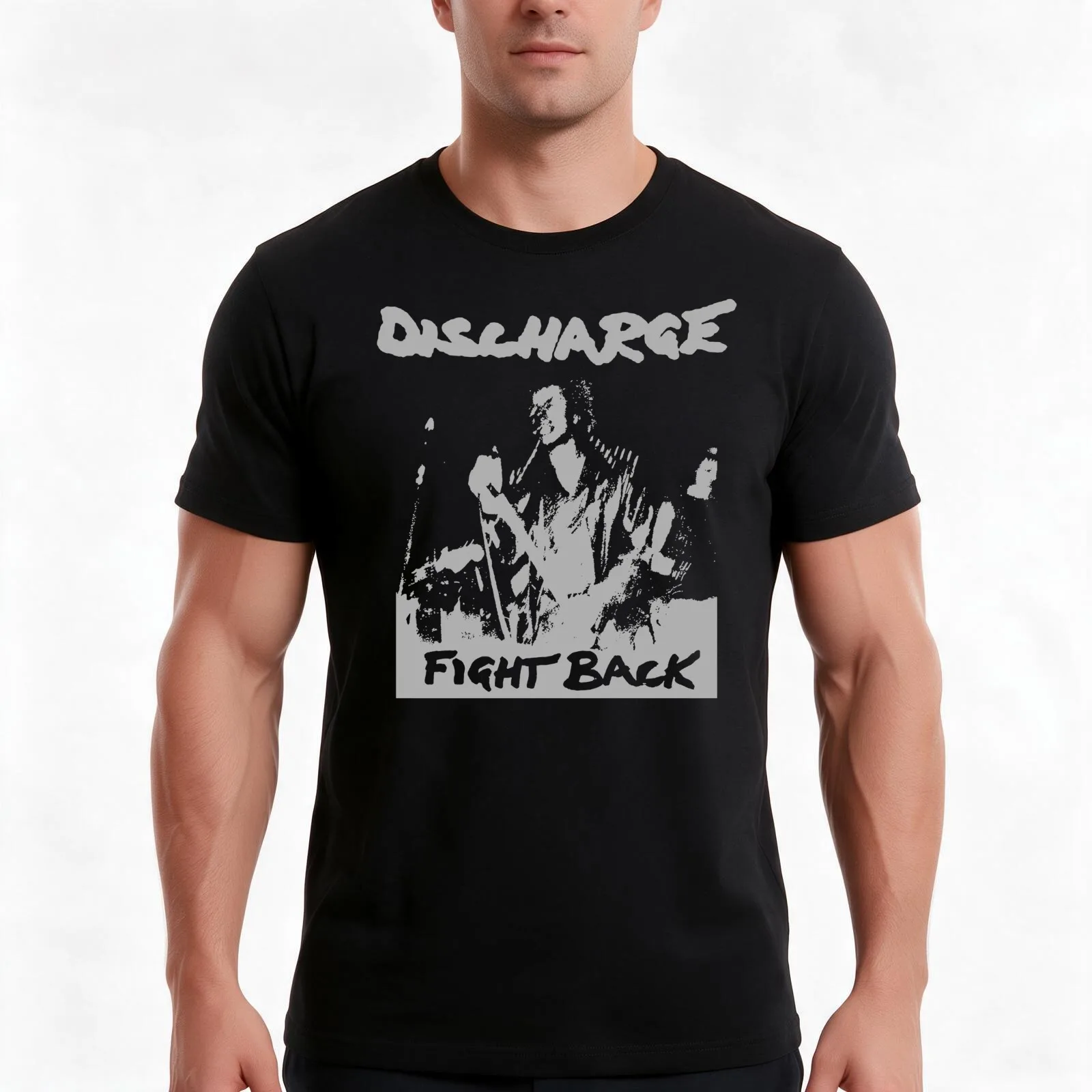 Discharge - Fight Back T-Shirt, Summer Casual Cotton Tee, Oversized Streetwear Tops, Vintage Graphic Print, Unisex Men Women