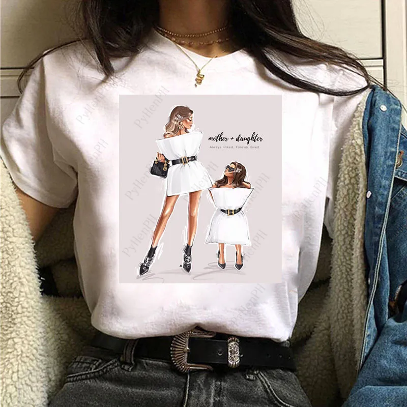 Camiseta con estampado para el día de la madre, ropa familiar de manga corta, Harajuku, Kawaii, Tops con gráfico