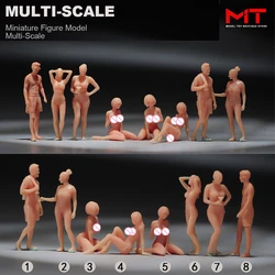 Miniatures Unpainted 1/24 1/43 1/64 1/87 Scale Mini Bikini Girl Shorts Boys Figure Beach Scene Model Figurine for Cars Vehicles