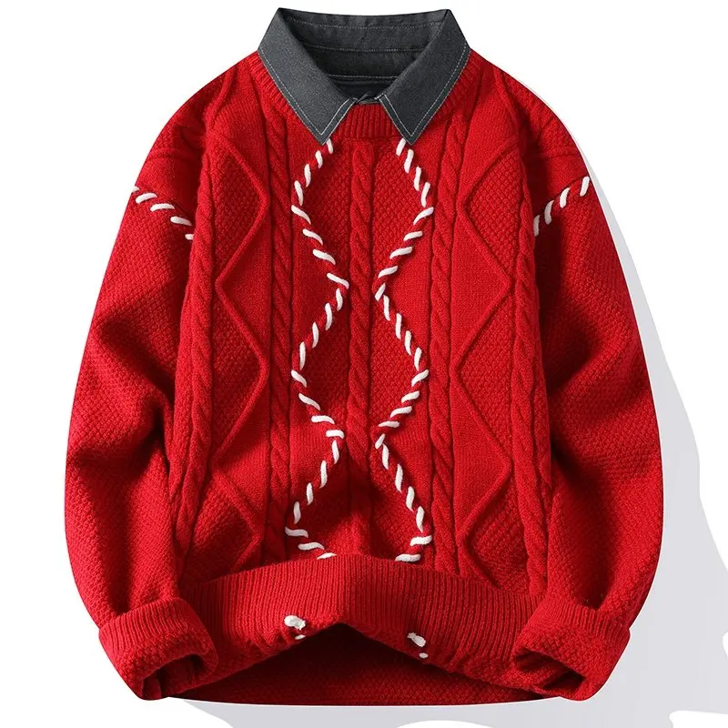 Two Items Sweater,outdoor Use, Fishing, Fashionable, for Men, Trendy, Versatile, for Sports, for Casual Wear, Knitted Sweater