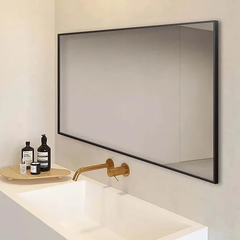 Gold Stainless Steel Framed Rectangle Bathroom Wall Mirror Decor