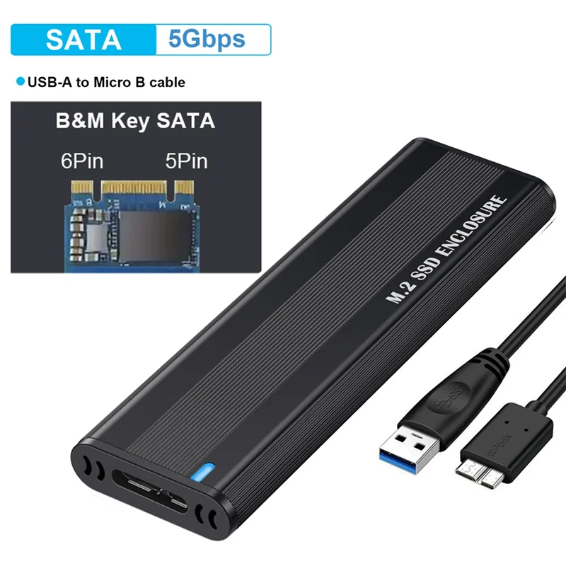 M2 SSD Case NGFF 5Gbps SATA Protocol M.2 to USB 3.1 Gen1 SSD Adapter for NGFF SATA SSD Disk Box M.2 SSD Case