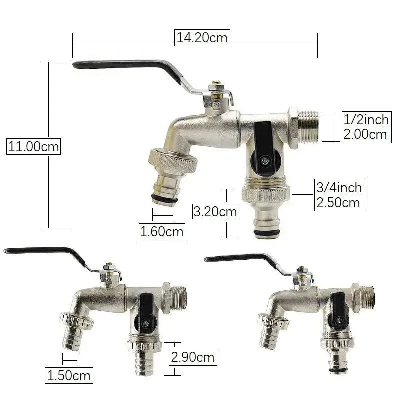 Zewnętrzny kran ogrodowy z 1 wlotem i 2-przewodowym kranem przeciw zamarzaniu, wyposażony w podwójnie mosiężny czarny kran narzędzie ogrodowe