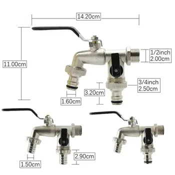 TMOK 황동 야외 정원 물 수도꼭지, 1 입구 2 콘센트, 천연 황동 색상, 동결 방지 비브콕, 호스 커넥터 포함 