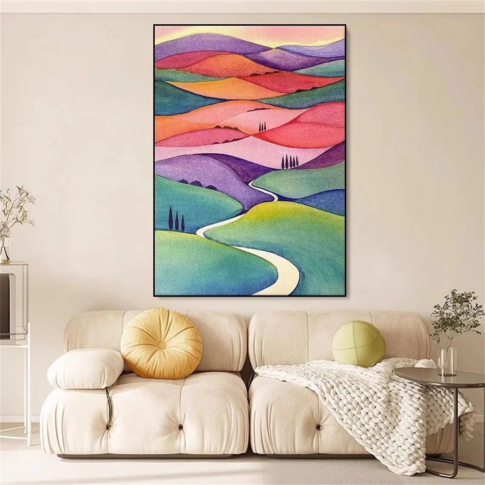 

Office Wall Art Picture Abstract Mural Canvas Oil Painting Blue And White Red Hand-Painted Paintings Decor Living Room Salon