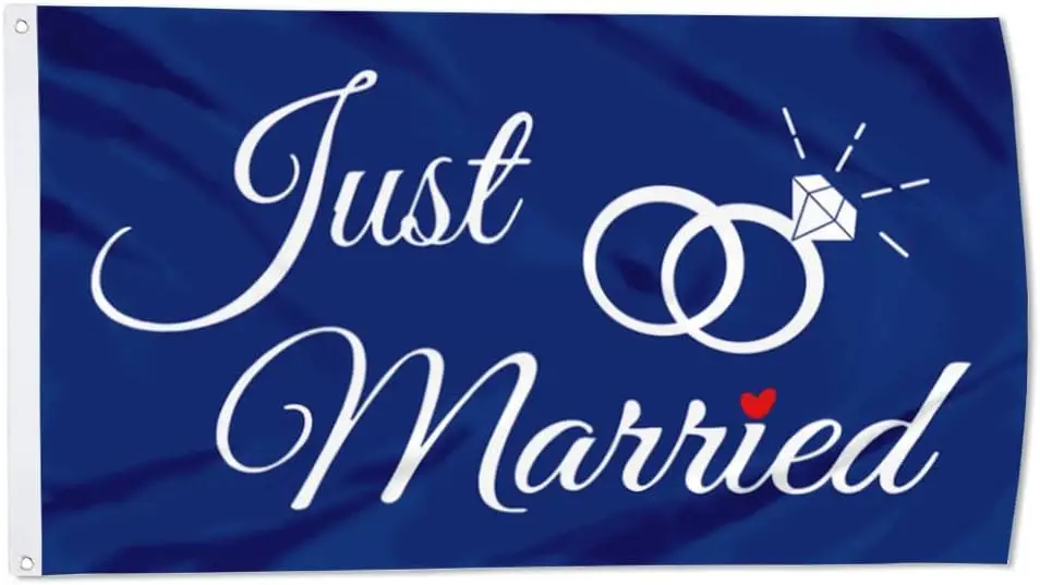 Flagicts 100% Polyester Just Married Flag