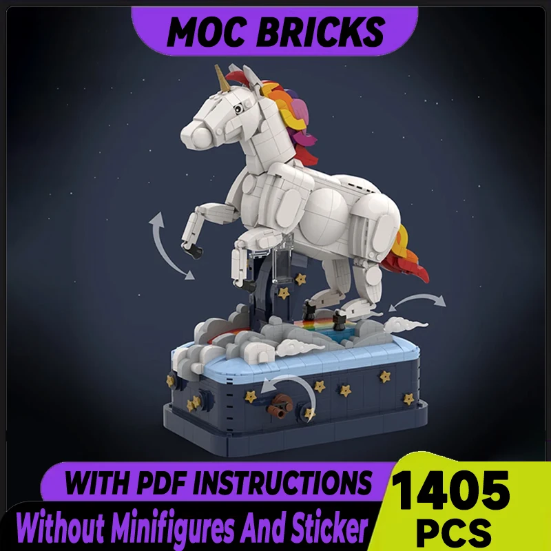 Cartoon Animal Model Moc Building Bricks Unicorn Kinetic Sculpture Technology Modular Blocks Gift Christmas Toy DIY Set Assembly