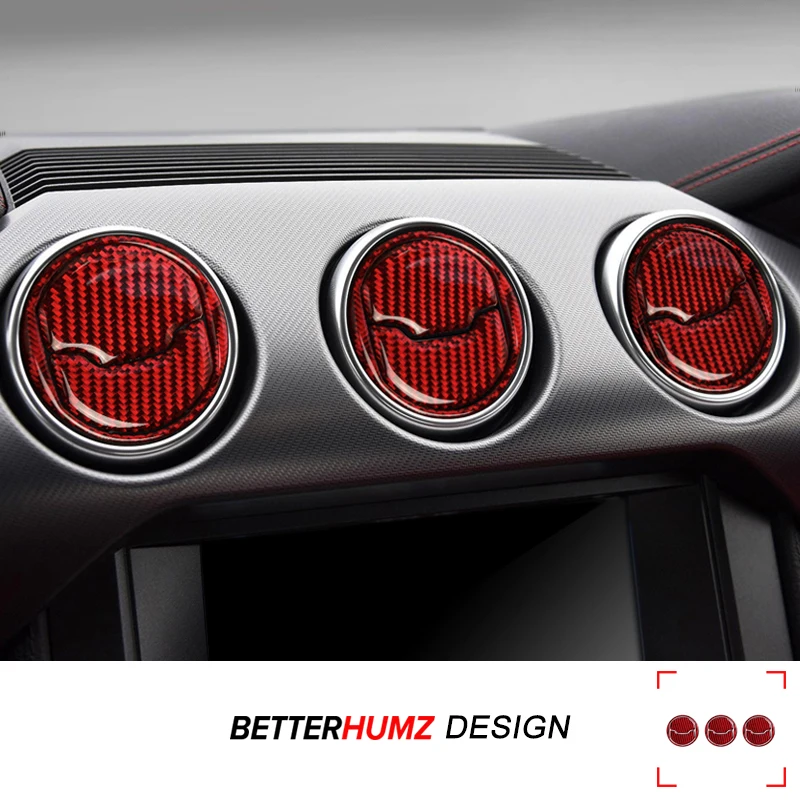Für Ford Mustang GT 2015-2019 Carbon Faser Dashboard Klimaanlage Outlet Vent Abdeckung Trim Aufkleber Auto Innen Dekor Zubehör