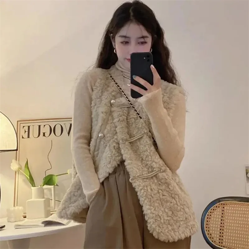 

Lamb Hair Vested Women's Fashion Comfortable Versatile Waistcoat New Autumn Winter Female Leather And Fur Integrated Vest Jacket