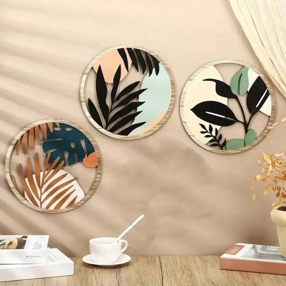 

3/4pcs Bohemian Style Wooden Wall Decoration Cartoon Art Wall Hanging Creative Exquisite Background Pendant Living Room