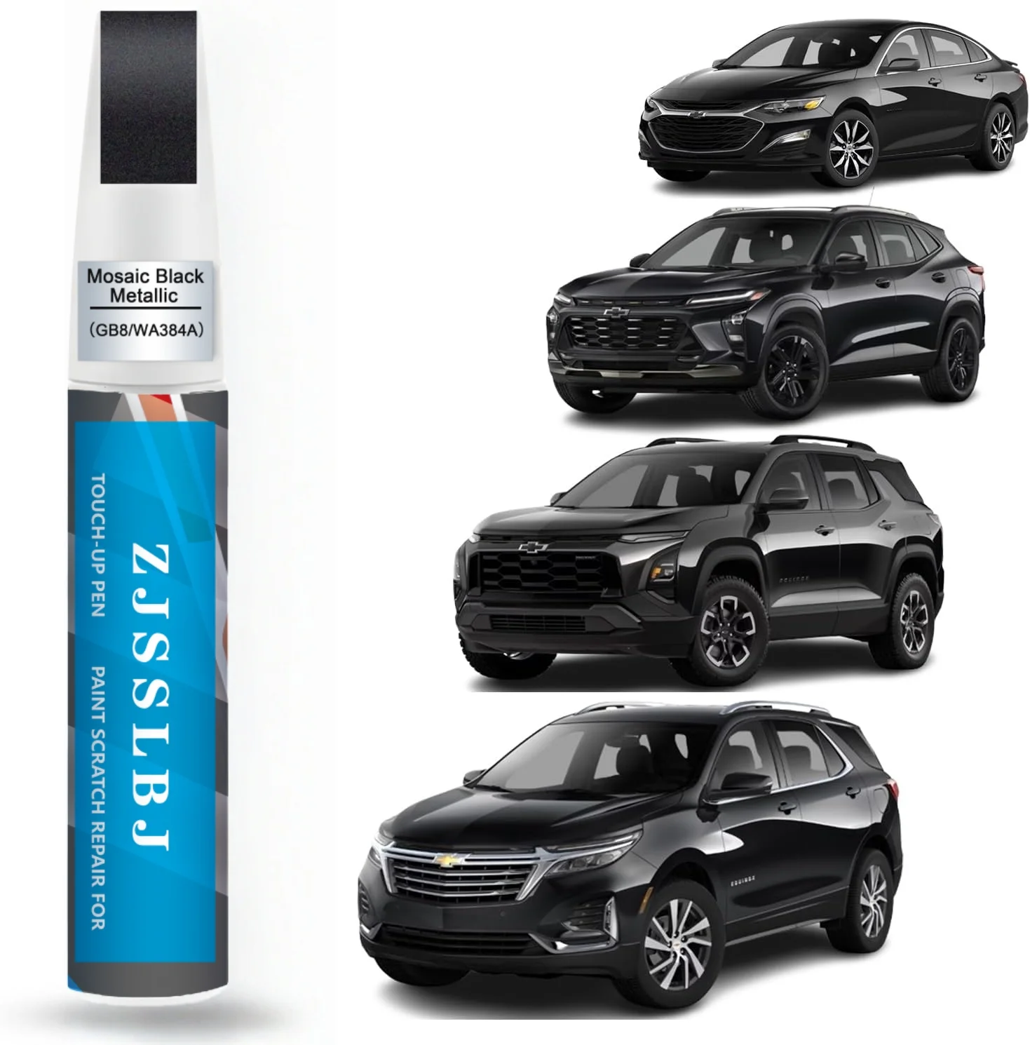 Car Touch Up Paint(Mosaic Black Metallic(GB8/WA384A)) for Chevrolet, Car Paint Scratch Repair Kit, Quick & Easy Solution to Repa