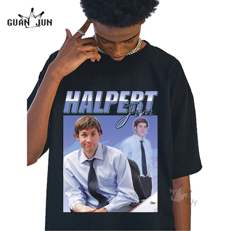 Jim Halpert T-shirt for Men Women 100% Cotton Short Sleeve Tee Top US Office TV Show Retro 90's Vintage Funny Mens Clothing