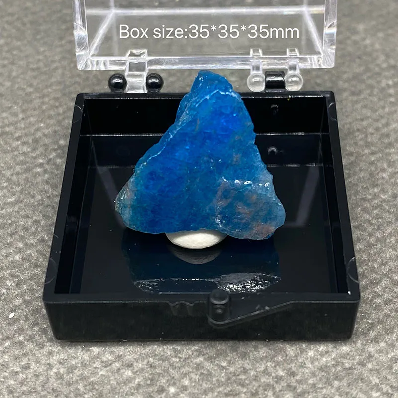 100% natural Deep blue crystal apatite mineral specimen healing crystal Bead collection +Box size:35*35*35mm