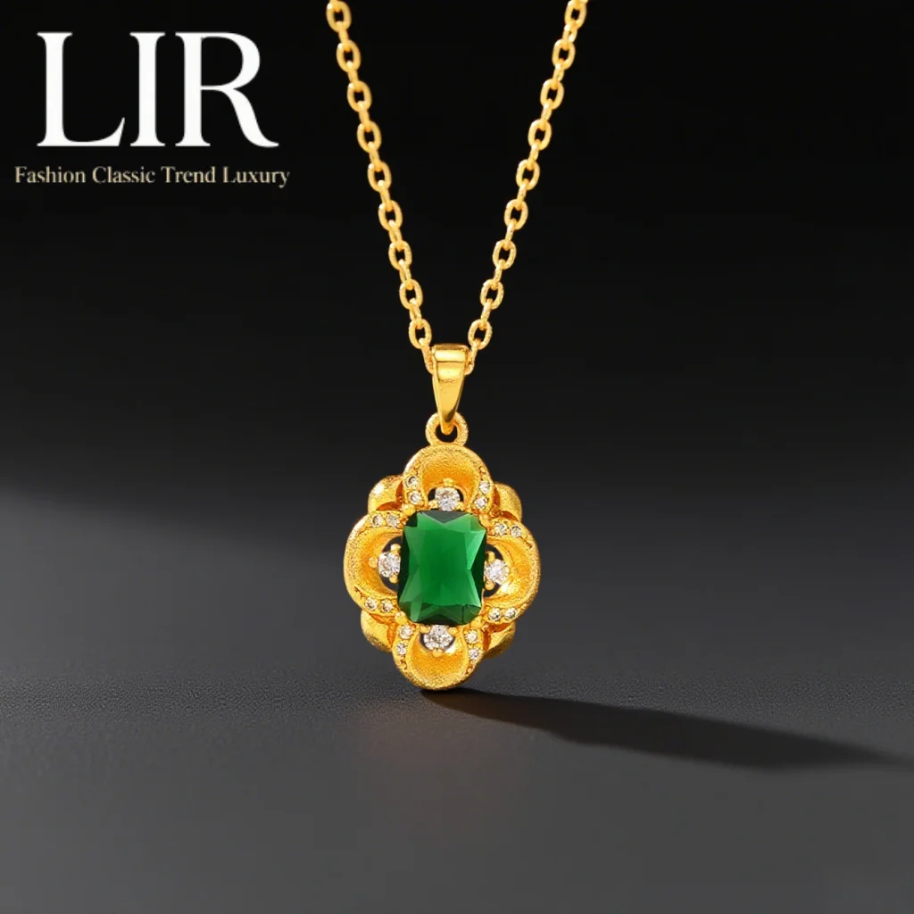 

Недеформируемое колье LIR: новейшее покрытие, изумруд - подвеска с геометрическим цирконом, 3D-блестящий дизайн,