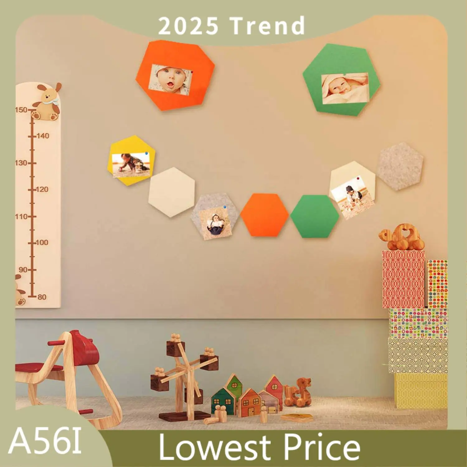 ABDD 10Pcs Multifunction 3D Decorative Home Message Board Hexagonal Felt Wall Sticker Self-Adhesive Kids Room Baseboard, 5Pcs Gr