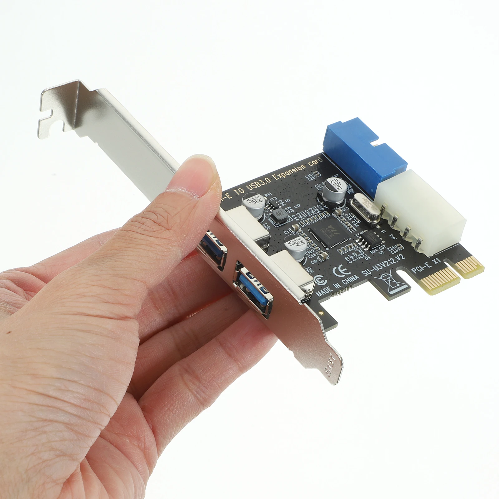 

Pci-E USB 3.0 2 Ports Expansion Card Computer USB Adapter Stable Connection Durable Aluminum Alloy High Speed Internal Expansion