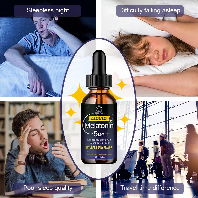 BBEEAAUU Adult Melatonin Sleep Supplements Help Sleep Improve Sleep Quality Sleep Better Reduce Insomnia Time