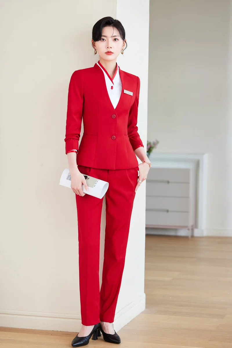 AIyssa 2024 fashionable professional womens clothing. Two-piece long-sleeved suit + pants. High quality slim fit womens business