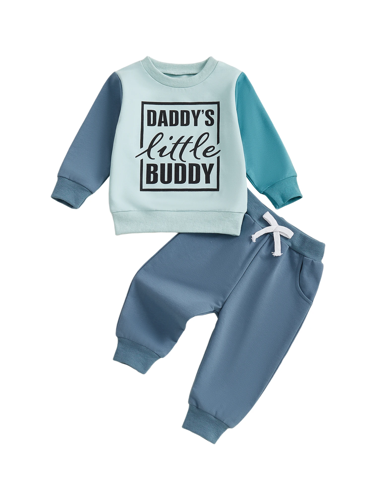 

Infant Boys Stylish Autumn Ensemble Featuring Trendy Printed Top and Matching Solid Trousers for a 2-Piece Look