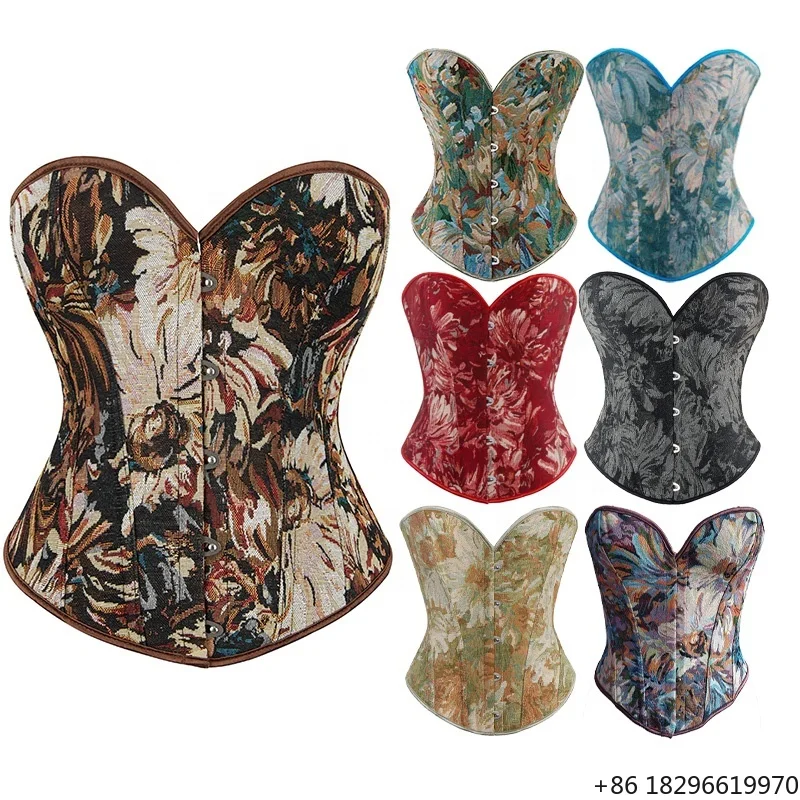 Romantic Vintage Women's Corset Shapewear Oil Painting Bustier Tummy Control Body Shaper Renaissance Corset Crop Top for Women