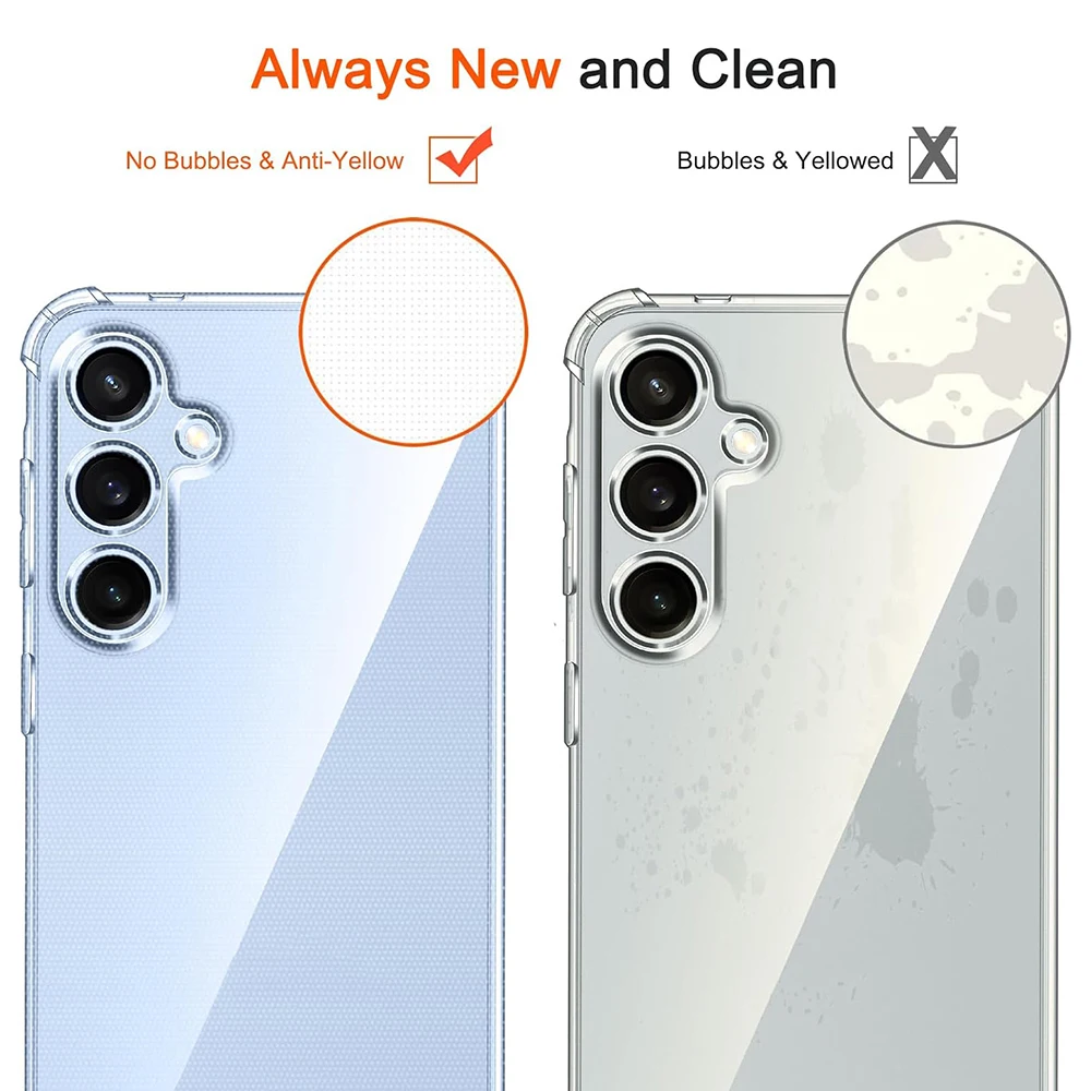 Stoßfeste Silikonhülle für Samsung S25 S24 S23 S21 Fe S22 Ultra A17 A56 A16 A36 A55 A35 A15 A54 A14 A34 A53 A33 Klare Abdeckung – Detail 7