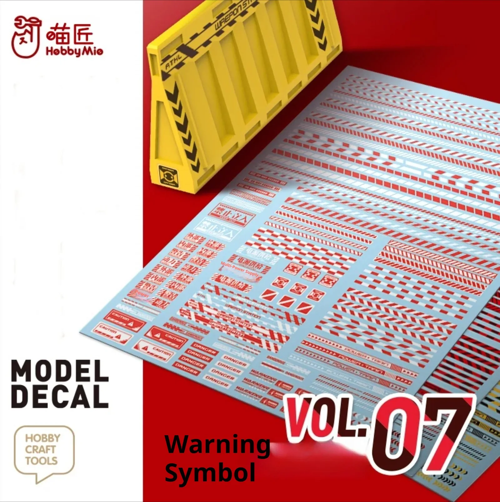 

HOBBY MIO VOL7-001~003 Water Slide Decal Fluorescent Safety Warning Strip Sticker for Gundam Military Model DIY Building Tools