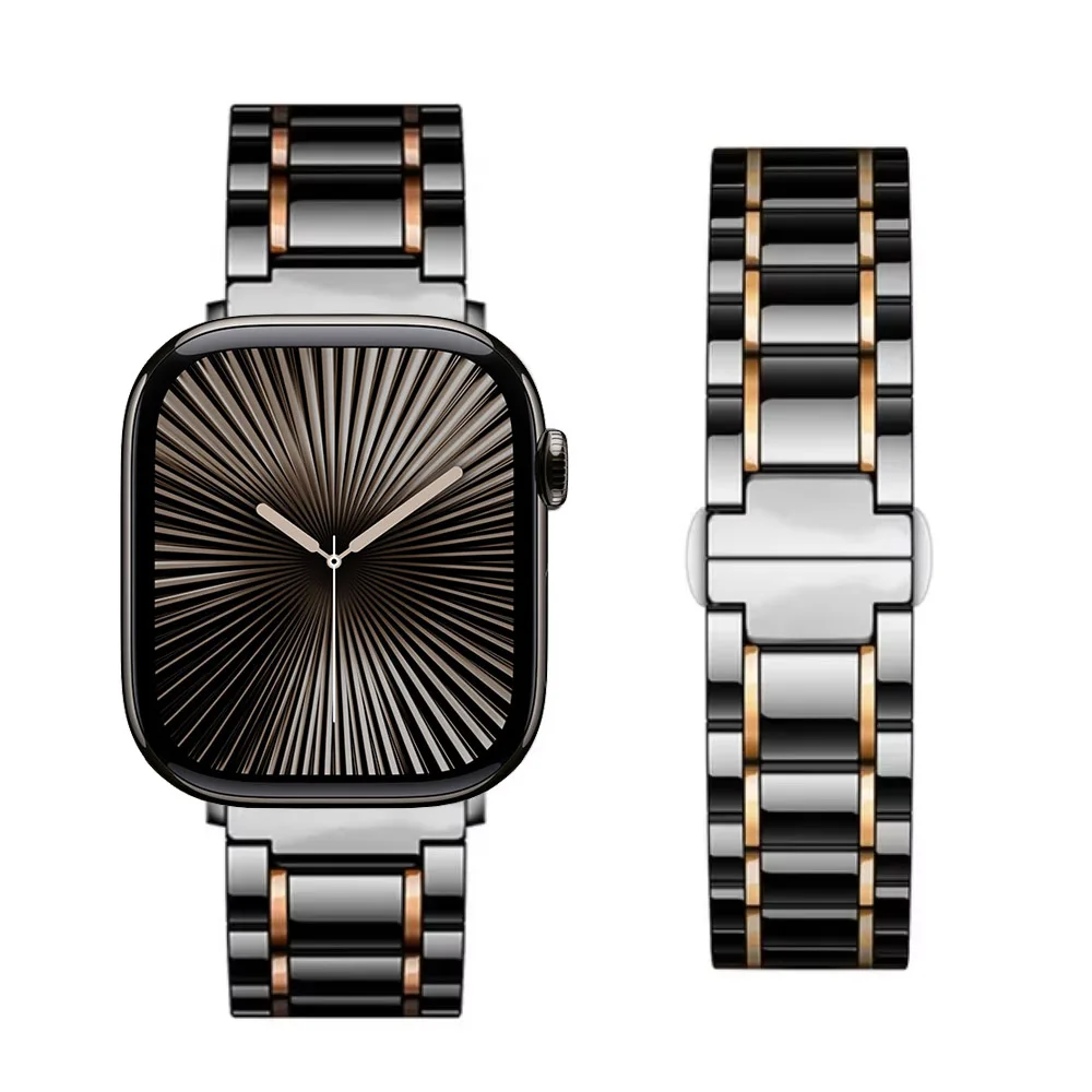 

Керамический ремешок для Apple Watch Band 46 мм 42 мм 49 мм 45 мм 44 мм 41/41 мм Браслет с пряжкой-бабочкой iWatch 11 Ultra 10 9 8 7 6 5 SE 3