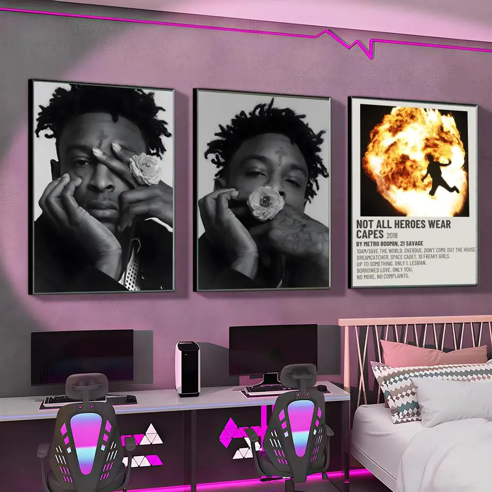 21 s-Savage hot singer Poster Versatile HD Waterproof Wall Art Self-Adhesive Decor for Any Space Ideal Gift
