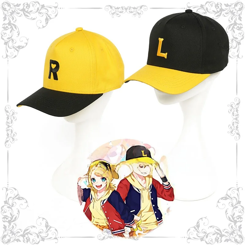 vocaloid-ミラーツインズ-コスプレ帽子-刺繍入りバケットキャップ-カラーブロックデザイン-アニメキャラクターアクセサリー-ファンやコスプレイヤー向け