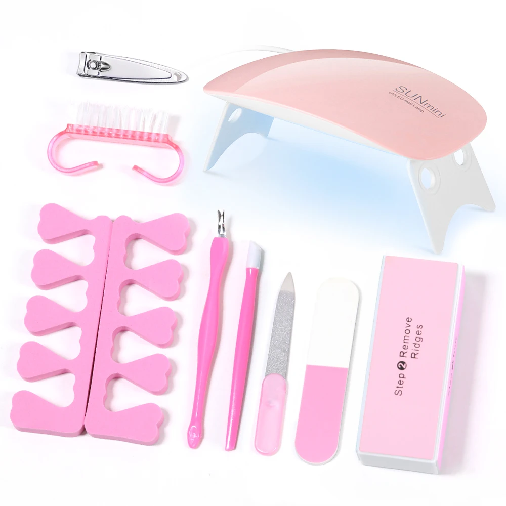 Nail Art Tool Set met led UV-nagellamp Nagelborstelset Nagelscheider Polijstblok Geschikt voor beginners en nageltechnici