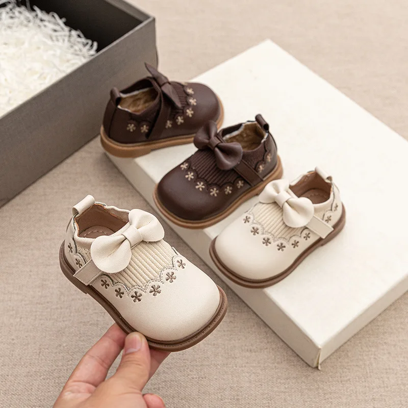 Baby Girls Shoes 2026 Spring Little Girls Princess Flat Shoes 1-3 Years Old Toddler Anti Slip Soft Sole Infant Cute Footwear