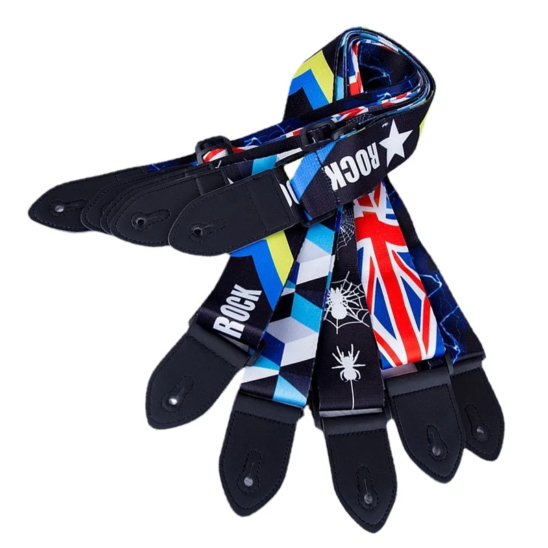 Guitar Strap Personality Thermal Printing Polyester Electric Acoustic Folk Guitar Bass Strap