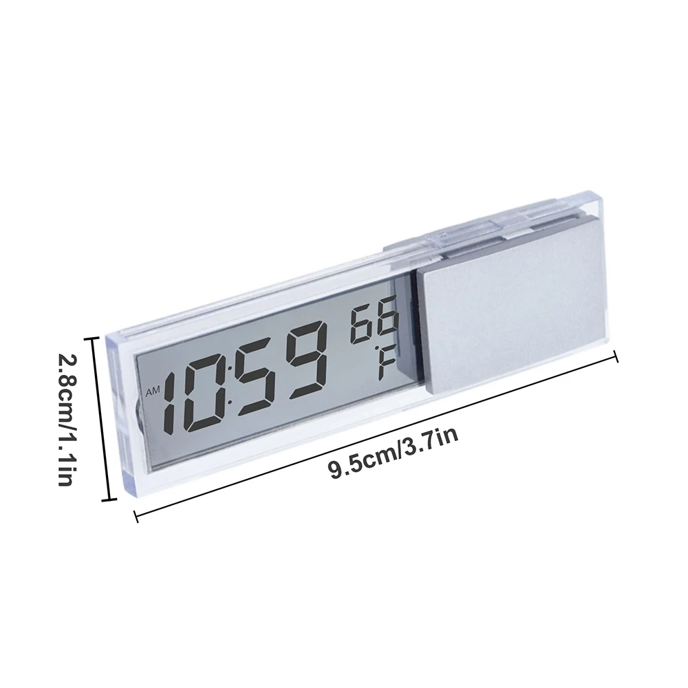 2 in 1 Digital LCD Clock Thermometer Mini Digital Car Electronic Clock Durable Display Watch Sucker with Universal Suction Cup