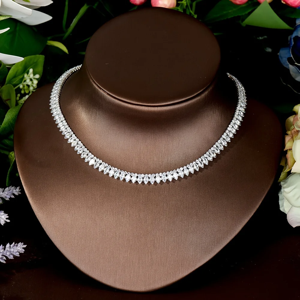 High Quality Cubic Zirconia Bridal Jewelry Sets Fashion Water Drop Necklace Lady Pendant 4Piece Set Wedding Party S-347